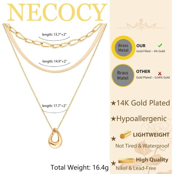 Christmas gift gold Style 01 plated layered necklaces women dainty choker set - Picture 5 of 7